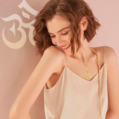 Women OM Necklace Indian Yoga Aum Om Ohm Pendant Necklace Stainless Steel Hindu Meditation Charm Sanskrit Symbol Spiritual Amulet Jewelry for Women Men - color: G-2pcs pendant