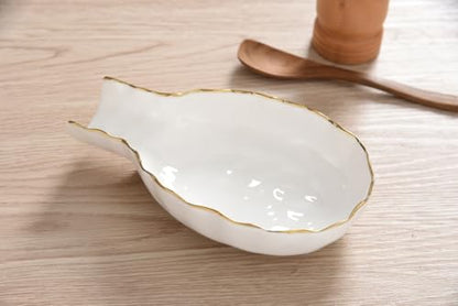 Pampa Bay Golden Salerno Titanium-Plated Porcelain Spoon Rest (White and Gold) - color: White and Gold