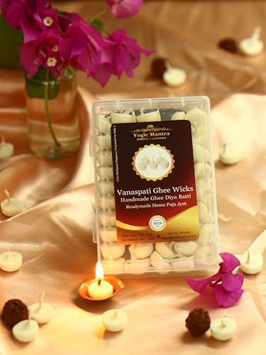Vanaspati Ghee Wicks | 50 Pcs | Handmade Ghee-Dipped Cotton Diya Jyot Batti