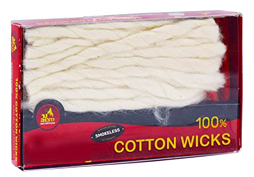 Ner Mitzvah Smokeless Cotton Wicks - 50 Pack (Approx.) - 100% Natural, for Oil Cup Candle Lighting, Multipurpose Use - size: Long
