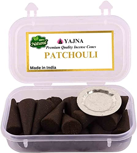Yajna Patchouli 100%-Natural-Incense-Cones Handmade-Hand-Dipped Organic-Chemicals-Free for-Purification-Relaxation-Positivity-Yoga-Meditation The-Best-scents (60 Count) - color: Patchouli, size: Pack Of 60 Cones