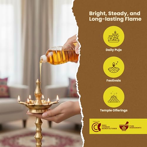 Cycle Om Shanthi Sandalwood Chandan Pooja Oil for Diyas and Lamps - 500 ML