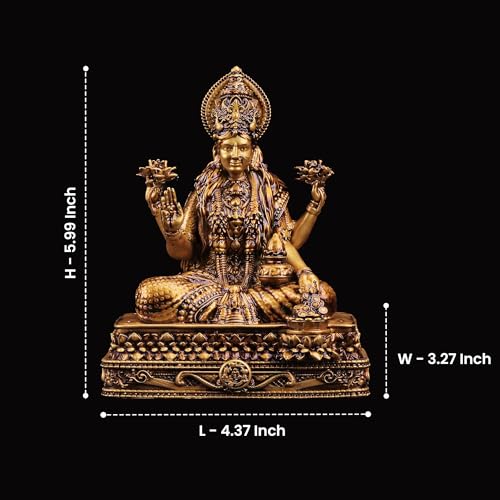 Artarium Lakshmi Idol Statue 6 Inch Antique Finish, Goddess Lakshmi Murti, Hindu Goddess of Wealth & Prosperity Figurine for Home Temple, Pooja Mandir, Office Desk, Meditation Altar & Spiritual Gift - color: Shree Laxmi (6 Inch)