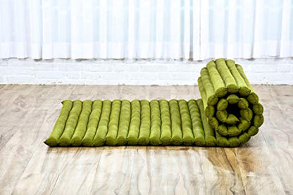 Leewadee Wide Thai Roll Mat 75 x 39 inches Kapok Firm - color: Cl23 - Green, size: L: 75x39"