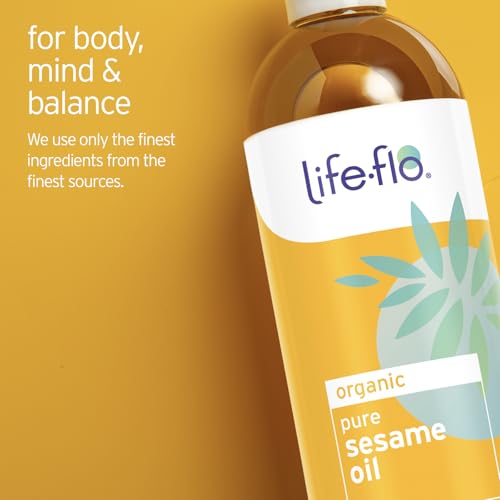 LIFE-FLO Organic Sesame Oil - Face and Body Oil - Body Moisturizer and Nutrient for Dry Skin Care - Ideal for Massage - Extracted from Organic Sesame Seeds - 60-Day Guarantee - 16oz