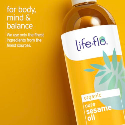 LIFE-FLO Organic Sesame Oil - Face and Body Oil - Body Moisturizer and Nutrient for Dry Skin Care - Ideal for Massage - Extracted from Organic Sesame Seeds - 60-Day Guarantee - 16oz