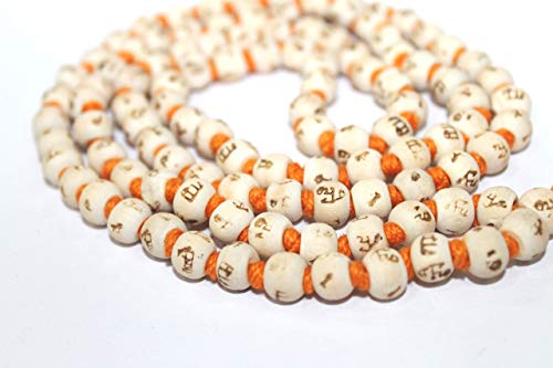IS4A White Tulsi Japa Mala 108+1 8mm Hare Rama Hare Krishna Beads