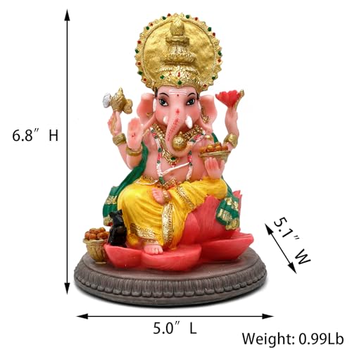 alikiki Hindu God Ganesha Idol Statue - 6.8" Hindu Murti Lord Ganesh Ganpati for Home Office Altar Mandir Temple Pooja Item Meditation Yoga Room Spiritual Decor Diwali Puja Gifts