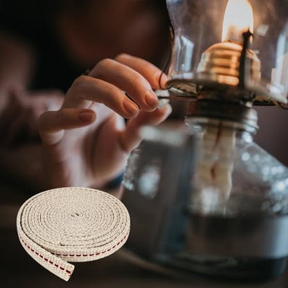 1 Roll/ 6.5 Feet Oil Lamp Wick, 3/8 Inch Flat Cotton Wick Replacement for Oil Lamps, Lanterns, Oil Burners (3/8", 1) - size: 3/8"