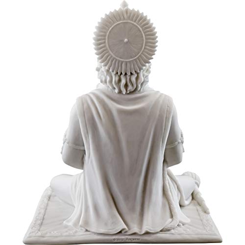 Top Collection 8" Hanuman Hindu Statue in White Marble Finish - Hindu God of Strength Figurine