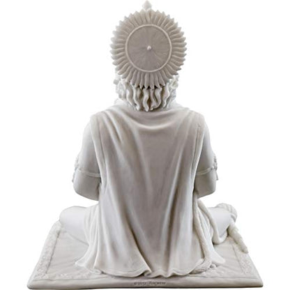 Top Collection 8" Hanuman Hindu Statue in White Marble Finish - Hindu God of Strength Figurine