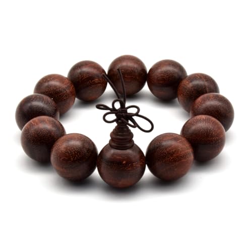 Zen Dear Unisex Natural African Blood Red Sandalwood Bracelet Prayer Beads Tibetan Buddhism Meditation Mala Bead Necklace Yoga - style: 20mm 12 Beads