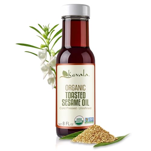 Kevala Organic Toasted Sesame Oil - 8 oz, Glass Bottle, Cold Pressed Oil - size: 8 Fl Oz (Pack of 1)