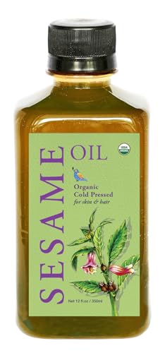 DAANA Sesame Oil for Skin: Certified USDA Organic, Extra Virgin, Cold Pressed (12 fl oz) - size: 12 Fl Oz (Pack of 1)
