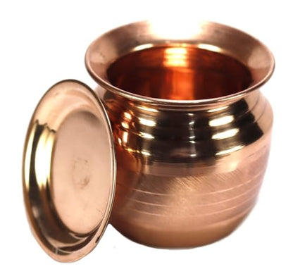 ASHIRWAD Pure Copper Kalash Lota for Pooja Prayer Kalash Arti Puja Pot For New Home | AE000184-06 (450 ml with Lid) - style: 450 ml with Lid