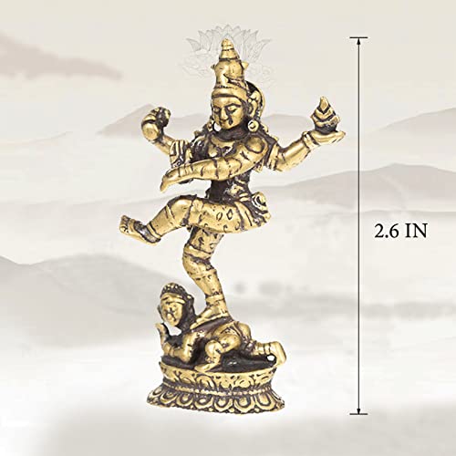 Mini Pocket Buddha Statue - Small Cute Tibetan Nepal Four-armed Tara Buddha Figurine - Copper Bronze Retro Style Handmade for Home Decor - size: E