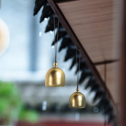 2 PCS Small Hanging Bell, Decoration Hanging Bells for Door Brass Small Hangings Wind Chimes Decorative Camping Tent Bells Chimes Fengshui Bell Wind Chime for Outside Good Luck Wealth and Safe
