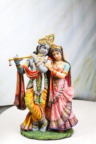 Ebros Gift Eastern Enlightenment Hindu Vedic Radha and Krishna Statue 8" Tall Avatar of Vishnu and Shakti Gods Divine Love in Male and Female Aspects