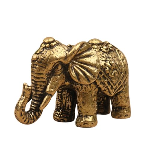 Solid Brass Miniature Elephant Statue,Brass Animals Figurine Decorative, Good Luck Symbol, Ideal Collection Gift，2.05"× 1.14"(1pcs Elephant) - color: Elephant-1pcs