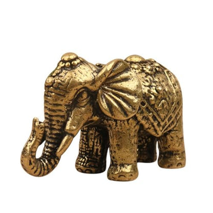 Solid Brass Miniature Elephant Statue,Brass Animals Figurine Decorative, Good Luck Symbol, Ideal Collection Gift，2.05"× 1.14"(1pcs Elephant) - color: Elephant-1pcs