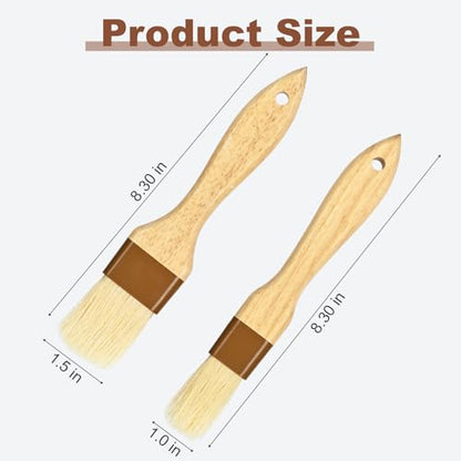 2 pcs Pastry Brush, Natural Bristle Basting Brush for Cooking and Baking, Premium BBQ Brushes for Butter, Oil, Egg, Sauce, Turkey, Marinade and Kitchen Food by SFIUYLB - color: 1inch & 1.5inches -- 2PCS