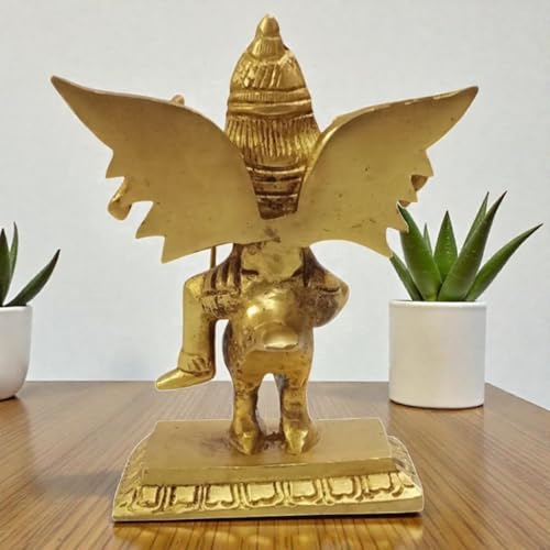 Brass Lord Shani Dev Idol with Crow 4.5 Inch 530g Handcrafted Shani Dev Murti for Home Mandir Temple Pooja Room Office Decor | Hindu God Spiritual Showpiece
