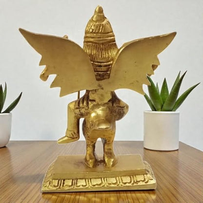 Brass Lord Shani Dev Idol with Crow 4.5 Inch 530g Handcrafted Shani Dev Murti for Home Mandir Temple Pooja Room Office Decor | Hindu God Spiritual Showpiece