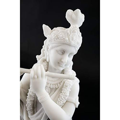 Top Collection Krishna Statue- Hindu God of Love and Divine Joy Sculpture in Premium White Marble Finish- 10-Inch Collectible Figurine