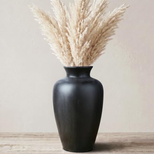 Large Black with Silver Ceramic Vase, Height 12 inches, Decorative Vase - color: 12”h-vintage Black