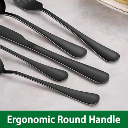 DEHOV 16-Piece 7.3 Inches Black Stainless Steel Dinner Spoons,Durable Soup Spoons,Black Table Spoon,Silverware Spoon - size: 16-Piece(Black)