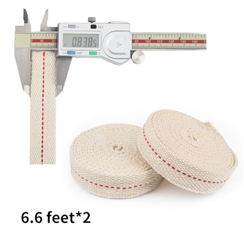 SWATOM 13.1 Feet /2 Rolls Oil Lamp Wicks 7/8 Inch Oil Wick for Lamps Cotton Lantern Kerosene Wick Replacement with Genuine Red Stitch - size: 7/8 Inch Cotton Oil Lamp Wicks 13.1 Feet