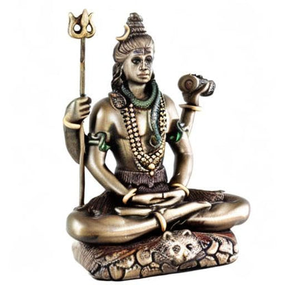 Sri Krishna Culture-New Small Shiva with 4 Hands-Height-3 Inches-Antique Finish-for Car and Home Décor