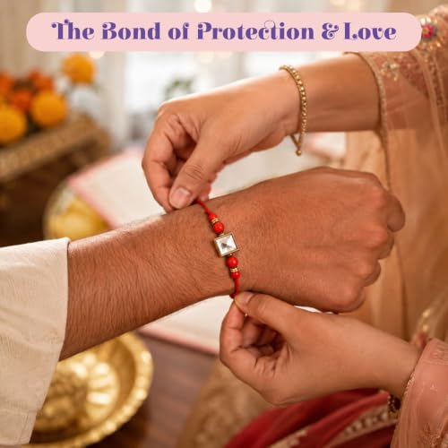 LOVENSPIRE Brocade Gift Box Raksha Bandhan Hamper for Brother and Bhabhi - Includes 2 Traditional Handmade Rakhi, Chocolates Pack, Candle & Haldi Kumkum Holder, Greeting Card with Roli Chawal - color: Premium Hamper