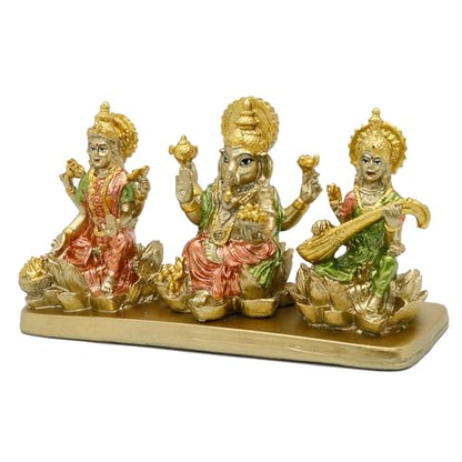 alikiki Hindu Lakshmi Ganesha Saraswati Statue - Laxmi Ganesh Idol for Car Dashboard Decor Home Temple Mandir Pooja Item Indian Puja Item Diwali Gift Meditation Yoga Altar Decoration