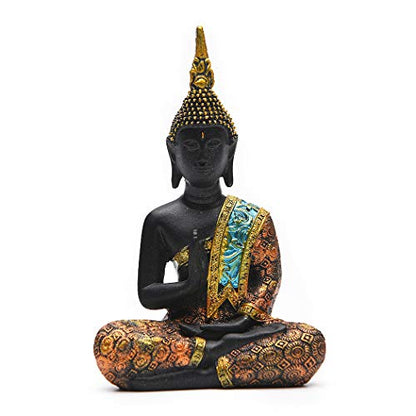 BRASSTAR Resin Thai Sitting Buddha Asian Statue Luck Wealth Sculpture - size: Small