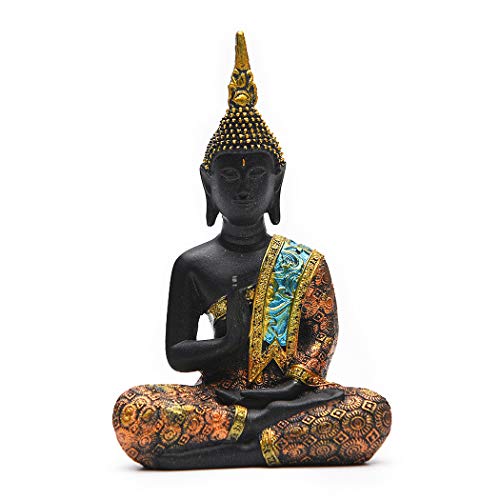 BRASSTAR Resin Thai Sitting Buddha Asian Statue Luck Wealth Sculpture - size: Small