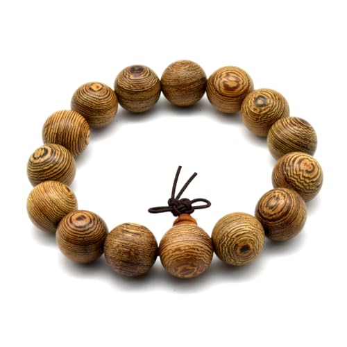 Zen Dear Unisex Natural Wenge Wood Mala Prayer Beads Necklace Bracelet Beads Meditation Buddhist Japa Rosary Mala Bead Yoga - style: 15mm 15 beads