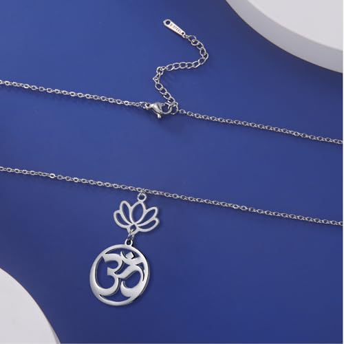 Women OM Necklace Indian Yoga Aum Om Ohm Pendant Necklace Stainless Steel Hindu Meditation Charm Sanskrit Symbol Spiritual Amulet Jewelry for Women Men - color: S-2pcs pendant