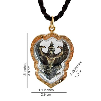 Artschatz Golden Amulet Garuda. Khagesvara, Vahana of Vishnu, Suparna, Thai Buddha Pendant