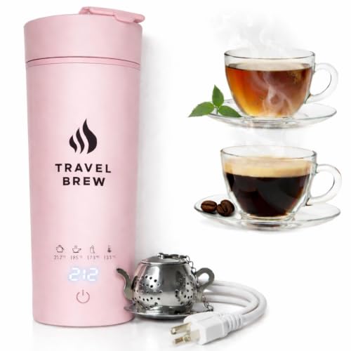 Portable Travel Kettle with Tea Infuser- Mini Electric Kettle with 4 Temperature Settings, with Auto Shut-Off & Boil Dry Protection (Pink) - color: Pink