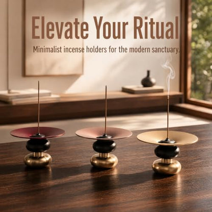 Metal Incense Holder, One - Press Eject Brass Stick Burner and Cone - color: Rose-brown