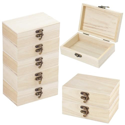 10 Pack 5.83 x 3.86 x 1.88 Inches Small Rectangle Wooden Box, Unfinished Wood Boxes, Perfect for DIY Projects and Storage.