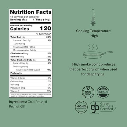 Fresh Press Farms Cold Pressed Extra Virgin Peanut Oil, 16.4 Oz (2-Pack)
