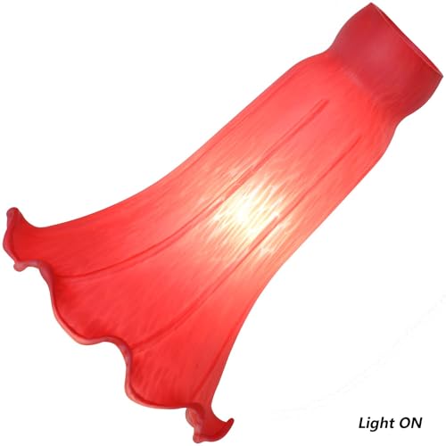 Bieye LS97 Lily Flower Blown Glass Lampshade (Red, Opening I.D. 1.26" x O.D. 1.5") - color: Red, size: Large I.D. 1.26" x O.D. 1.5"
