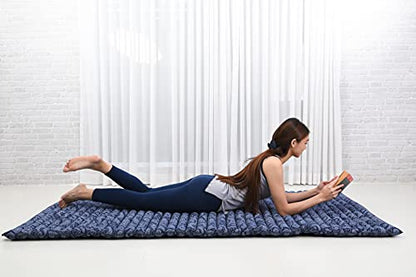Leewadee Wide Thai Roll Mat 75 x 39 inches Kapok Firm - color: Cbt1 - Blue, size: L: 75x39"
