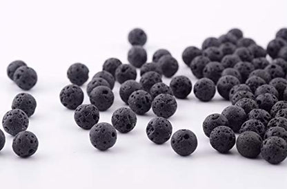 Natural Stone Beads 100pcs 8mm Black Lava Round Genuine Stone Beading Loose Gemstone Hole 1mm DIY Beads for Essential Oil Yoga Bracelet Necklace Earrings Jewelry Making (Black Lava Stone Beads,8mm) - color: Black Lava Stone Beads, size: 8mm