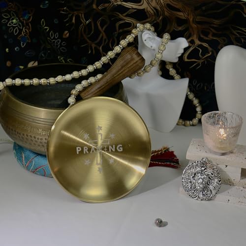 Gold Offering Prayer Ritual Bowl Plate Great for Altar,Meditation,Incense Sticks, smudging, Candle,Crystal,Jewelry,Yoga Use （Praying） - style: Praying