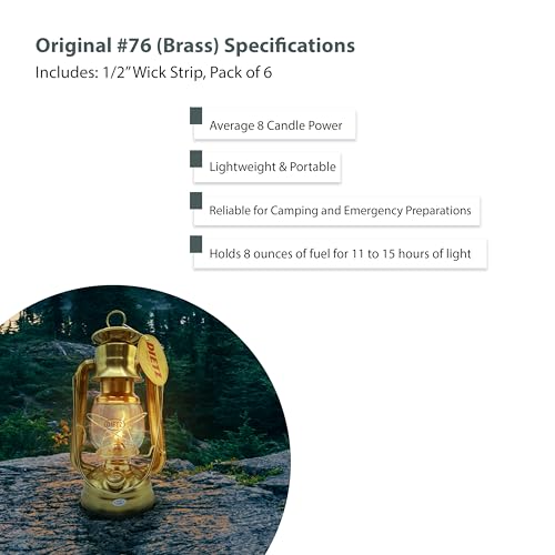Light of Mine - Dietz #76 Original Lantern with Replacement Wick Strips (#76 Brass) - style: #76 Brass