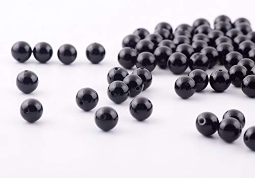 Natural Stone Beads 100pcs 8mm Black Obsidian Round Genuine Real Stone Beading Loose Gemstone Hole Size 1mm DIY Charm Smooth Beads for Bracelet Necklae Earrings Jewelry Making (Black Obsidian, 68mm) - color: Black Obsidian, size: 8mm