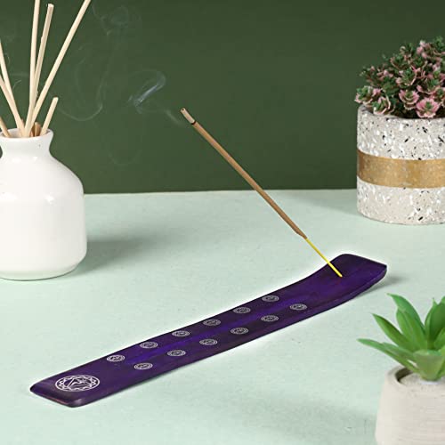 Bless-International Traditional-Handmade-Burner Wooden-Incense-Stick-Holder Ash-Catcher-Stand for-Aromatherapy-Meditation-Yoga (Heavens Blue) 10 Inches, Pack of 1 - color: Heavens Blue,10 Inch, size: One Holder